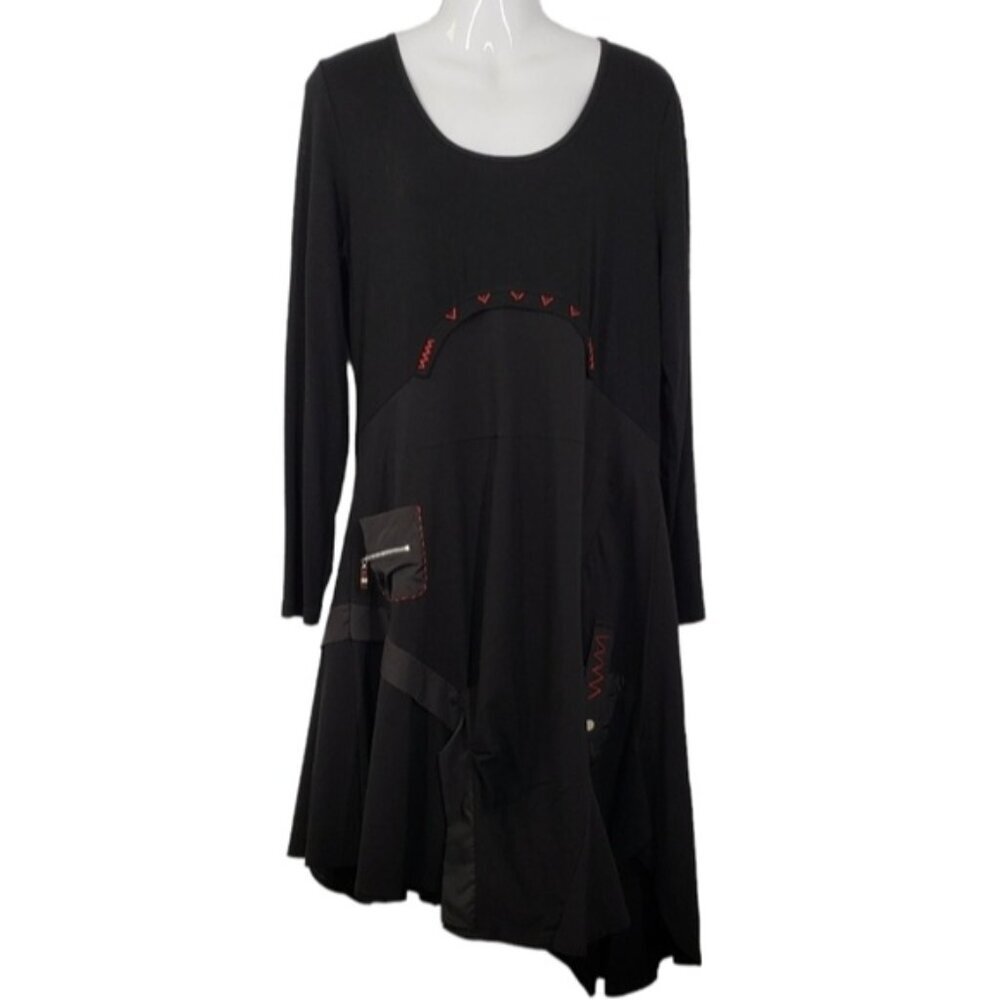 Danny B Funky Black Steampunk Dress Asymmetric Hem Long Sleeve Extra Lar…